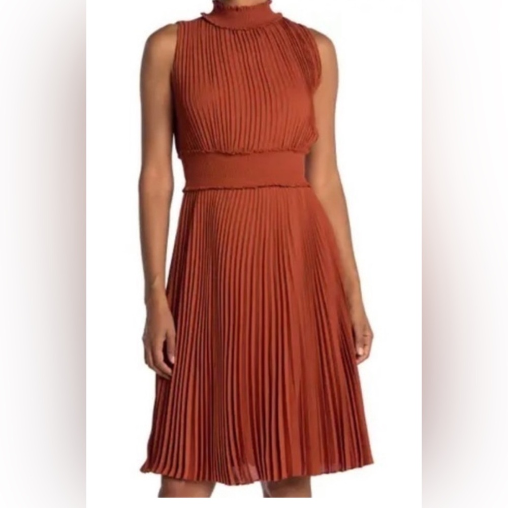 Nanette Lepore Orange Pleated Maxi Dress